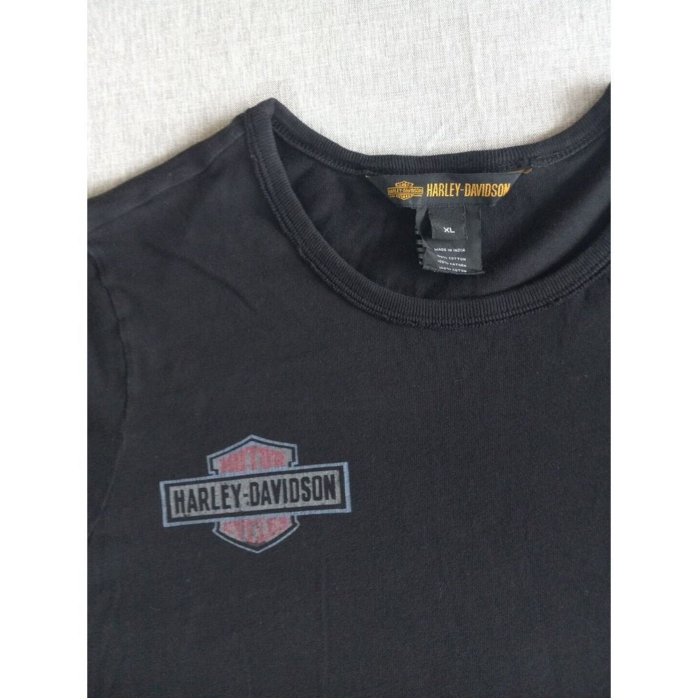 Harley-Davidson Motor Cycle Women's XL Pure Cotton Big Art Logo Black T Shirt - Picture 5 of 13